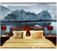 XLMING Paysage À L'Encre De Chine Oiseaux En Vol Petit Bateau Décor 3D Papier Peint Luxe Décoration Manger Adulte Intérieure Salon Canapé Chambre Fond TV Mur-300cm×210cm