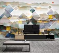 XLMING Paysage Abstrait Géométrique Lever Du Soleil Oiseaux En Vol 3D Papier Peint Luxe Décoration Manger Adulte Intérieure Salon Canapé Chambre Fond TV Mur-150cm×105cm