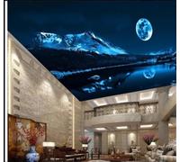 XLMING Paysage Bleu En Trois Dimensions Avec Scène Nocturne Au Clair De Lune 3D Papier Peint Premium Texturé Soie Bureau Salle à Manger Salon Chambre Coucher Canapé TV Mur-300cm×210cm