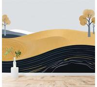 XLMING Paysage Minimaliste Colline Dorée Arbres Abstrait Lignes 3D Papier Peint Premium Texturé Soie Bureau Salle à Manger Salon Chambre Coucher Canapé TV Mur-430cm×300cm