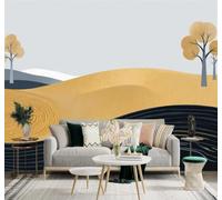 XLMING Paysage Minimaliste Colline Dorée Arbres Abstrait Lignes 3D Papier Peint Texture Soyeuse Intissé Salle à Manger Bureau Canapé Chambre Salon TV Mur-200cm×140cm