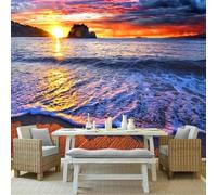 XLMING Paysage Pittoresque De Lever De Soleil Sur La Mer Et La Plage 3D Papier Peint Premium Texturé Soie Bureau Salle à Manger Salon Chambre Coucher Canapé TV Mur-300cm×210cm