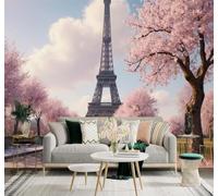 XLMING Paysage Printanier Tour Rose Cerisiers En Fleurs Route 3D Papier Peint Premium Texturé Soie Bureau Salle à Manger Salon Chambre Coucher Canapé TV Mur-250cm×170cm