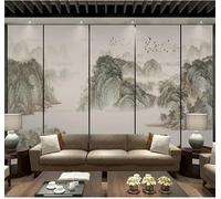 XLMING Paysage Rétro À L'Encre De Chine Oiseaux En Vol Art 3D Papier Peint Texture Soyeuse Intissé Salle à Manger Bureau D'étude Canapé Chambre Salon TV Mur-300cm×210cm