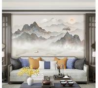 XLMING Paysage Rétro Dessiné À La Main Lever De Soleil Arbres 3D Papier Peint Texture Soyeuse Intissé Salle à Manger Bureau D'étude Canapé Chambre Salon TV Mur-150cm×105cm