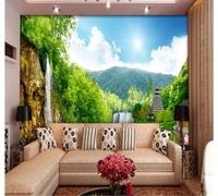 XLMING Paysages Cascades Ciel Bleu Nuages Blancs Nature Paysages 3D Papier Peint Texture Soyeuse Intissé Salle à Manger Bureau D'étude Canapé Chambre Salon TV Mur-150cm×105cm