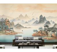 XLMING Paysages Rétro Arbres Oiseaux Décors Papier Peint 3D Soie De Luxe Intissé Bureau Salle à Manger Canapé Chambre Salon TV Mural Décoratif-430cm×300cm