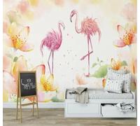 XLMING Peint À La Main Magnifique Rose Flamant Rose Fleurs 3D Papier Peint Premium Texturé Soie Bureau Salle à Manger Salon Chambre Coucher Canapé TV Mur-300cm×210cm