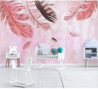 XLMING Peint À La Main Warm Romantic Dazzling Colourful Pink Feathers Papier Peint 3D Soie De Luxe Intissé Bureau Salle à Manger Canapé Chambre Salon TV Mural Décoratif-400cm×280cm