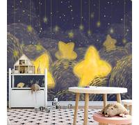 XLMING Peinture À La Main Art Cartoon Étoiles Jaunes Étoiles Papier Peint 3D Soie De Luxe Intissé Bureau Salle à Manger Canapé Chambre Salon TV Mural Décoratif-300cm×210cm