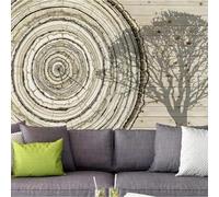 XLMING Peinture À La Main Art Grain De Bois Arbres Cernes 3D Papier Peint Premium Texturé Soie Bureau Salle à Manger Salon Chambre Coucher Canapé TV Mur-200cm×140cm