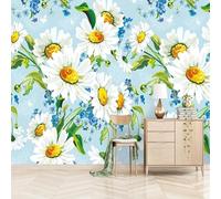 XLMING Peinture À La Main D'Une Belle Et Fraîche Fleur Colorée Et De Feuilles Vertes Papier Peint 3D Soie De Luxe Intissé Bureau Salle à Manger Canapé Chambre Salon TV Mural Décoratif-250cm×170cm