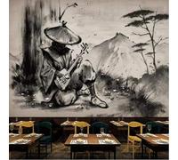 XLMING Peinture À La Main Encre De Chine Art Montagnes Arbres Personnages 3D Papier Peint Texture Soyeuse Intissé Salle à Manger Bureau D'étude Canapé Chambre Salon TV Mur-250cm×170cm