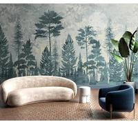 XLMING Peinture À La Main Fresh Moon Forest Art Vintage Papier Peint 3D Soie Texturée Haut De Gamme Salon Canapé Chambre À Coucher Salle Manger Murale-350cm×256cm