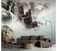 XLMING Peinture À La Main Paysage Encre De Chine Pin D'Accueil Majestueux Panorama 3D Papier Peint Texture Soyeuse Intissé Salle à Manger Bureau D'étude Canapé Chambre Salon TV Mur-150cm×105cm