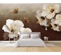XLMING Peinture À La Main Vintage Nostalgie Fleurs Papillons 3D Papier Peint Texture Soyeuse Intissé Salle à Manger Bureau D'étude Canapé Chambre Salon TV Mur-300cm×210cm