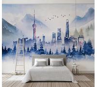 XLMING Peinture À L'Encre Abstraite Sommets Montagneux Architecture Forêt 3D Papier Peint Luxe Décoration Manger Adulte Intérieure Salon Canapé Chambre Fond TV Mur-400cm×280cm