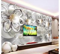 XLMING Perles Diamants Fleurs Luxe Bijoux 3D Papier Peint Luxe Décoration Manger Adulte Intérieure Salon Canapé Chambre Fond TV Mur-200cm×140cm