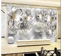 XLMING Perles Diamants Fleurs Luxe Bijoux Papier Peint 3D Soie De Luxe Intissé Bureau Salle à Manger Canapé Chambre Salon TV Mural Décoratif-150cm×105cm