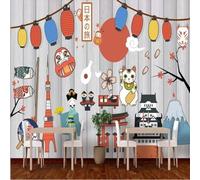 XLMING Personnages De Dessins Animés Architecture Montagnes Enneigées 3D Papier Peint Premium Texturé Soie Bureau Salle à Manger Salon Chambre Coucher Canapé TV Mur-200cm×140cm