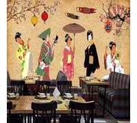 XLMING Personnages Rétro Dessinés À La Main Et Art Floral 3D Papier Peint Premium Texturé Soie Bureau Salle à Manger Salon Chambre Coucher Canapé TV Mur-250cm×170cm