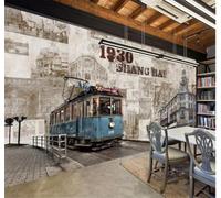 XLMING Personnalité Rétro Art Shanghai Architecture Nostalgie 3D Papier Peint Texture Soyeuse Intissé Salle à Manger Bureau D'étude Canapé Chambre Salon TV Mur-430cm×300cm