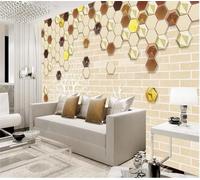 XLMING Petit Arbre Cubique Élan Mur De Briques Motif Géométrique 3D Papier Peint Texture Soyeuse Intissé Salle à Manger Bureau D'étude Canapé Chambre Salon TV Mur-200cm×140cm