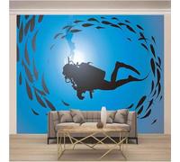 XLMING Petit Poisson Minimaliste Plongeur Bleu De L'Océan 3D Papier Peint Luxe Décoration Manger Adulte Intérieure Salon Canapé Chambre Fond TV Mur-250cm×170cm
