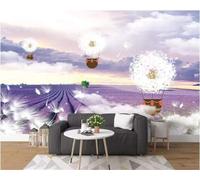 XLMING Pissenlits Éthérés Montgolfières Lavande Violette 3D Papier Peint Texture Soyeuse Intissé Salle à Manger Bureau D'étude Canapé Chambre Salon TV Mur-400cm×280cm