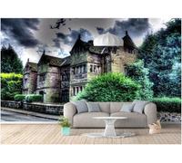XLMING Plantes Châteaux Jardins Nuages Sombres Vintage Papier Peint 3D Soie Texturée Haut De Gamme Salon Canapé Chambre À Coucher Salle Manger Murale-200cm×140cm