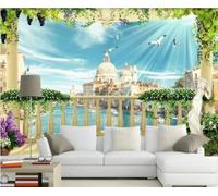 XLMING Plantes Fraîches Châteaux Rivières Oiseaux Raisins 3D Papier Peint Texture Soyeuse Intissé Salle à Manger Bureau D'étude Canapé Chambre Salon TV Mur-200cm×140cm
