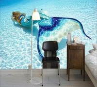 XLMING Plaque De Base Stéréoscopique Monde Sous Marin Sirène Océan Papier Peint 3D Soie Texturée Haut De Gamme Salon Canapé Chambre À Coucher Salle Manger Murale-250cm×170cm