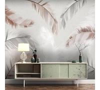 XLMING Plume Colorée Abstraite Rétro Créative Papier Peint 3D Soie De Luxe Intissé Bureau Salle à Manger Canapé Chambre Salon TV Mural Décoratif-350cm×256cm