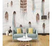 XLMING Plume D'Art Abstrait En Bois Rétro Et Créatif Papier Peint 3D Soie De Luxe Intissé Bureau Salle à Manger Canapé Chambre Salon TV Mural Décoratif-300cm×210cm