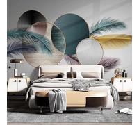 XLMING Plumes Multicolores Circulaires Géométriques Créatives Papier Peint 3D Soie De Luxe Intissé Bureau Salle à Manger Canapé Chambre Salon TV Mural Décoratif-430cm×300cm