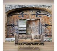 XLMING Porte D'Entrée Cubique En Bois Rétro 3D Papier Peint Luxe Décoration Manger Adulte Intérieure Salon Canapé Chambre Fond TV Mur-200cm×140cm