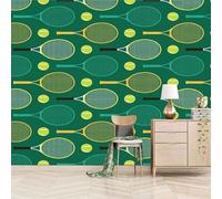 XLMING Raquette De Tennis Verte Créative 3D Papier Peint Premium Texturé Soie Bureau Salle à Manger Salon Chambre Coucher Canapé TV Mur-200cm×140cm