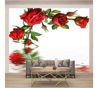 XLMING Reflet De Roses Rouges En Trois Dimensions Simples 3D Papier Peint Luxe Décoration Manger Adulte Intérieure Salon Canapé Chambre Fond TV Mur-150cm×105cm