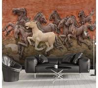 XLMING Relief Animaux Cheval Au Galop 3D Papier Peint Texture Soyeuse Intissé Salle à Manger Bureau D'étude Canapé Chambre Salon TV Mur-430cm×300cm