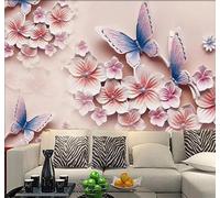 XLMING Relief Art Romantisme Papillon Orchidée Beauté 3D Papier Peint Texture Soyeuse Intissé Salle à Manger Bureau D'étude Canapé Chambre Salon TV Mur-350cm×256cm