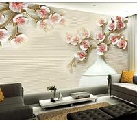 XLMING Relief Blanc Vase Rose Fleurs 3D Papier Peint Luxe Décoration Manger Adulte Intérieure Salon Canapé Chambre Fond TV Mur-250cm×170cm
