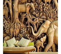 XLMING Relief Cubique Animal Éléphant Arbre Racines Forêt Papier Peint 3D Soie Texturée Haut De Gamme Salon Canapé Chambre À Coucher Salle Manger Murale-430cm×300cm