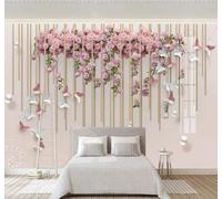 XLMING Relief En Trois Dimensions Romantique Roses Papillons 3D Papier Peint Luxe Décoration Manger Adulte Intérieure Salon Canapé Chambre Fond TV Mur-430cm×300cm