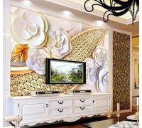 XLMING Relief Luxe Diamants Fleurs Bijoux 3D Papier Peint Luxe Décoration Manger Adulte Intérieure Salon Canapé Chambre Fond TV Mur-150cm×105cm