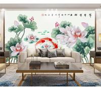 XLMING Relief Minimaliste De Lotus Feuilles De Lotus Petits Poissons 3D Papier Peint Luxe Décoration Manger Adulte Intérieure Salon Canapé Chambre Fond TV Mur-430cm×300cm