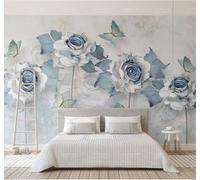 XLMING Relief Rétro Belle Fleurs Papillons 3D Papier Peint Luxe Décoration Manger Adulte Intérieure Salon Canapé Chambre Fond TV Mur-150cm×105cm