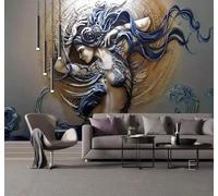 XLMING Relief Sexy Belle Femme Créatif Art Papier Peint 3D Soie De Luxe Intissé Bureau Salle à Manger Canapé Chambre Salon TV Mural Décoratif-350cm×256cm
