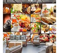 XLMING Restauration Café Pain Jus De Fruit Coffee Shop 3D Papier Peint Texture Soyeuse Intissé Salle à Manger Bureau D'étude Canapé Chambre Salon TV Mur-430cm×300cm