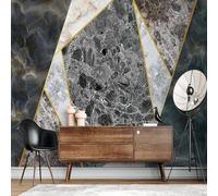 XLMING Retro Abstrait Art Géométrique Faux Marbre Patchwork Papier Peint 3D Soie De Luxe Intissé Bureau Salle à Manger Canapé Chambre Salon TV Mural Décoratif-300cm×210cm