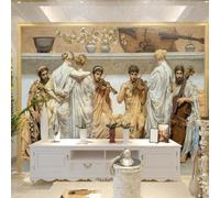 XLMING Rétro Art Personnages Violon Fleurs 3D Papier Peint Texture Soyeuse Intissé Salle à Manger Bureau D'étude Canapé Chambre Salon TV Mur-250cm×170cm